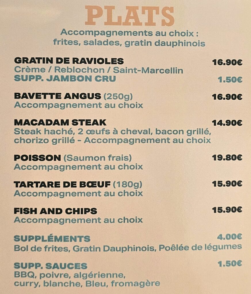 Plats du Jour O’Campus : Bavette, Gratin de Raviole, Tartare, Saumon …